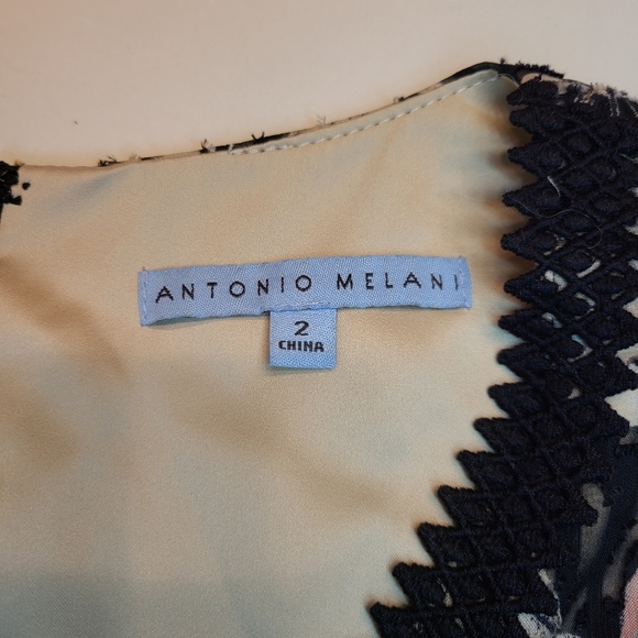 NWT Antonio Melani Floral Rosie High-Low Midi Dress Black & Blush Pink - Picture 7 of 8